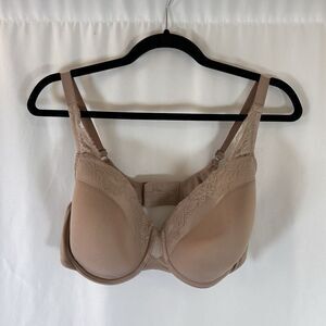 Olga Warners Bra Women's 38D Beige Floral Lace Hook Eye GF-7961-A Adjustable